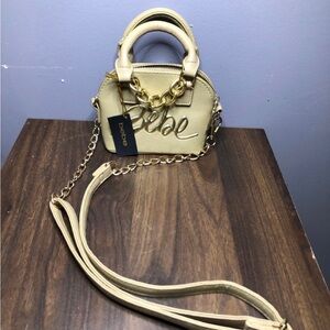 Bebe Cream Crossbody Bag with Gold Accents